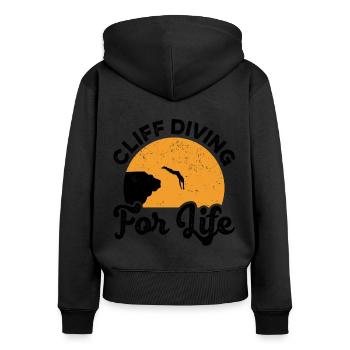 Cliff Diving For Life Cliff Diver Watersports Tomb - Women's Premium Organic Zip Hoodie - black - Back - Julia (174cm)