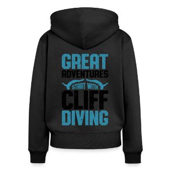 Great Adventures Start With Claff Diving Tombstoni - Women's Premium Organic Zip Hoodie - black - Back - Julia (174cm)