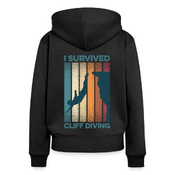 I Survived Cliff Diving Cliff Dive Cliff Jumping T - Women's Premium Organic Zip Hoodie - black - Back - Julia (174cm)