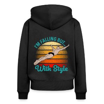 I'm Falling But With Style Cliff Jumping Cliff Div - Women's Premium Organic Zip Hoodie - black - Back - Julia (174cm)