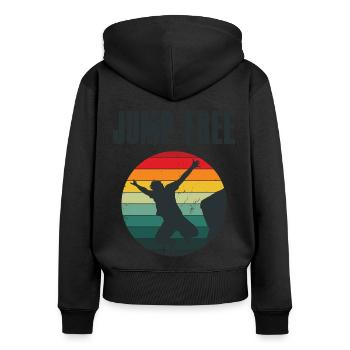 Retro Graphic Cliff Diver Cliff Diving Tombstoning - Women's Premium Organic Zip Hoodie - black - Back - Julia (174cm)