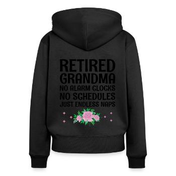 Bäckerei Rentner Oma Rentner Pension Baker Pas - Frauen Premium Bio Zip Hoodie - Schwarz - Hinten - Julia (174cm)
