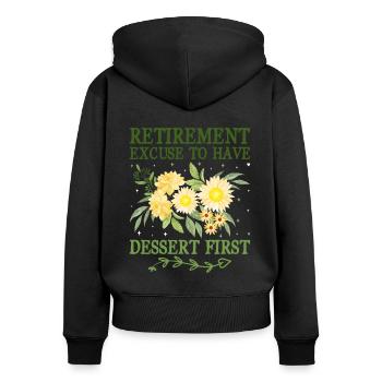 Grand-mère retraitée Pension de retraite Grand-mère Reti - Sweat à capuche zippé Premium bio Femme - noir - Dos - Julia (174cm)
