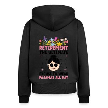 Grand-mère retraitée Pension de retraite Grand-mère Reti - Sweat à capuche zippé Premium bio Femme - noir - Dos - Julia (174cm)