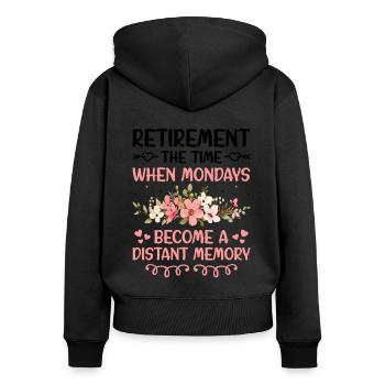 Grand-mère retraitée Pension de retraite Grand-mère Reti - Sweat à capuche zippé Premium bio Femme - noir - Dos - Julia (174cm)