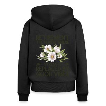 Grand-mère retraitée Pension de retraite Grand-mère Reti - Sweat à capuche zippé Premium bio Femme - noir - Dos - Julia (174cm)