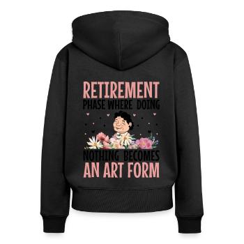 Grand-mère retraitée Pension de retraite Grand-mère Reti - Sweat à capuche zippé Premium bio Femme - noir - Dos - Julia (174cm)