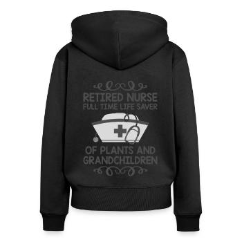 Pensionierte Oma Rentner Rentner Krankenschwester Krankenschwester Re - Frauen Premium Bio Zip Hoodie - Schwarz - Hinten - Julia (174cm)