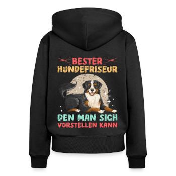 Hundepflege für Hundefriseurin Hundefriseur Groome - Frauen Premium Bio Zip Hoodie - Schwarz - Hinten - Julia (174cm)