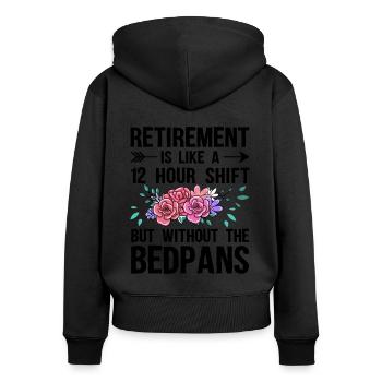 Pensionierte Oma Rentner Rentner Krankenschwester Krankenschwester Re - Frauen Premium Bio Zip Hoodie - Schwarz - Hinten - Julia (174cm)