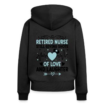 Pensionierte Oma Rentner Rentner Krankenschwester Krankenschwester Re - Frauen Premium Bio Zip Hoodie - Schwarz - Hinten - Julia (174cm)