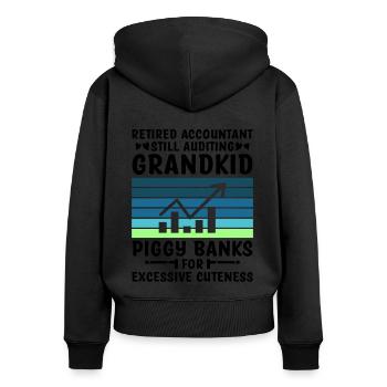 Grand-mère à la retraite Pensioner Comptable Banque - Sweat à capuche zippé Premium bio Femme - noir - Dos - Julia (174cm)