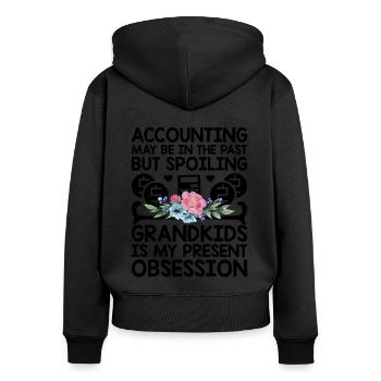 Pensionierte Oma Rentner Pension Buchhalter Bank - Frauen Premium Bio Zip Hoodie - Schwarz - Hinten - Julia (174cm)