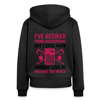 Pensionierte Oma Rentner Pension Buchhalter Bank - Frauen Premium Bio Zip Hoodie - Schwarz - Hinten - Julia (174cm)