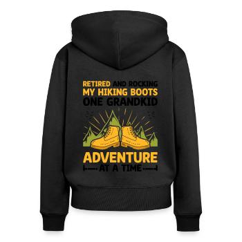 Hiking Retired Grandma Pensioner Pension Hiker Tre - Women's Premium Organic Zip Hoodie - black - Back - Julia (174cm)