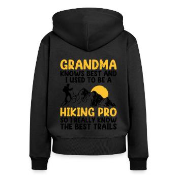 Hiking Retired Grandma Pensioner Pension Hiker Tre - Women's Premium Organic Zip Hoodie - black - Back - Julia (174cm)