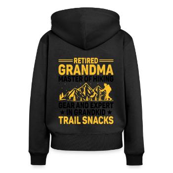 Randonnée Grand-mère retraitée Retraitée Pension Hiker Tre - Sweat à capuche zippé Premium bio Femme - noir - Dos - Julia (174cm)