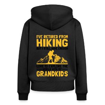 Hiking Retired Grandma Pensioner Pension Hiker Tre - Women's Premium Organic Zip Hoodie - black - Back - Julia (174cm)