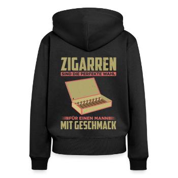 Zigarre Rauchen Für Zigarrenliebhaber Zigarrenrauc - Frauen Premium Bio Zip Hoodie - Schwarz - Hinten - Julia (174cm)