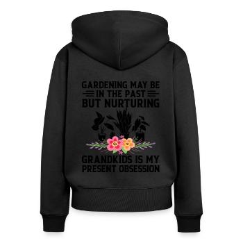 Gärtner im Ruhestand Oma Rentner Gartenbau Garde - Frauen Premium Bio Zip Hoodie - Schwarz - Hinten - Julia (174cm)