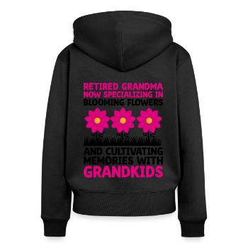 Gärtner im Ruhestand Oma Rentner Gartenbau Garde - Frauen Premium Bio Zip Hoodie - Schwarz - Hinten - Julia (174cm)