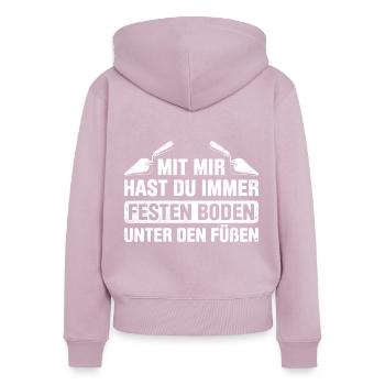 Estrich Legen Für Estrichleger Estrichbauer Handwe - Frauen Premium Bio Zip Hoodie - Altrosa - Hinten - Julia (174cm)