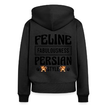 Perserkatze Katzenliebhaber Katzenbesitzer Perserlanghaar C - Frauen Premium Bio Zip Hoodie - Schwarz - Hinten - Julia (174cm)