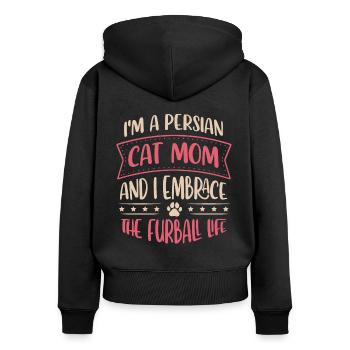 Chat persan Chat Amoureux Propriétaire de chat Persan Longhair C - Sweat à capuche zippé Premium bio Femme - noir - Dos - Julia (174cm)