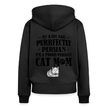 Perserkatze Katzenliebhaber Katzenbesitzer Persisch Langhaar C - Frauen Premium Bio Zip Hoodie - Schwarz - Hinten - Julia (174cm)