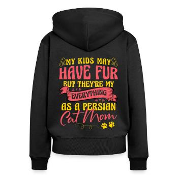 Chat Persan Chat Amoureux Chat Propriétaire Persan Cheveux Long C - Sweat à capuche zippé Premium bio Femme - noir - Dos - Julia (174cm)
