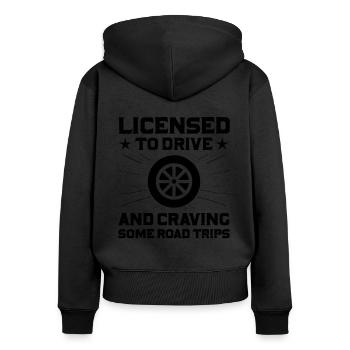 Führerschein bestanden Neuer Führerschein Fahren S - Frauen Premium Bio Zip Hoodie - Schwarz - Hinten - Julia (174cm)