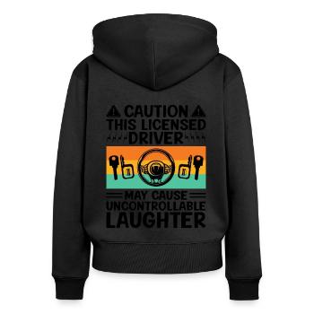 Führerschein bestanden Neuer Führerschein Fahren S - Frauen Premium Bio Zip Hoodie - Schwarz - Hinten - Julia (174cm)