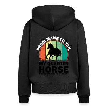 American Quarter Horse Reitpferd Liebhaber Hors - Frauen Premium Bio Zip Hoodie - Schwarz - Hinten - Julia (174cm)