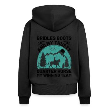 American Quarter Horse Reitpferd Liebhaber Hors - Frauen Premium Bio Zip Hoodie - Schwarz - Hinten - Julia (174cm)