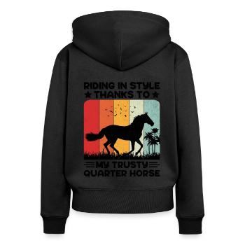 American Quarter Horse Equestrian Horse Lover Hors - Women's Premium Organic Zip Hoodie - black - Back - Julia (174cm)