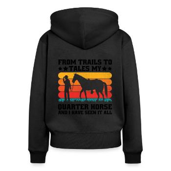 American Quarter Horse Equestrian Horse Lover Hors - Women's Premium Organic Zip Hoodie - black - Back - Julia (174cm)