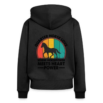 American Quarter Horse Equestrian Horse Lover Hors - Women's Premium Organic Zip Hoodie - black - Back - Julia (174cm)