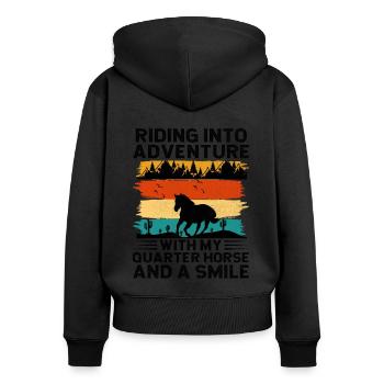American Quarter Horse Equestrian Horse Lover Hors - Women's Premium Organic Zip Hoodie - black - Back - Julia (174cm)