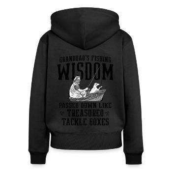 Angeln Großvater Großvater Fischer Enkel Lustig - Frauen Premium Bio Zip Hoodie - Schwarz - Hinten - Julia (174cm)