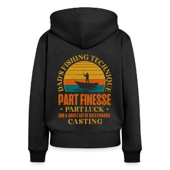 Pêche Papa Papa Pêcheur Childern Drôle Poisson Alors - Sweat à capuche zippé Premium bio Femme - noir - Dos - Julia (174cm)