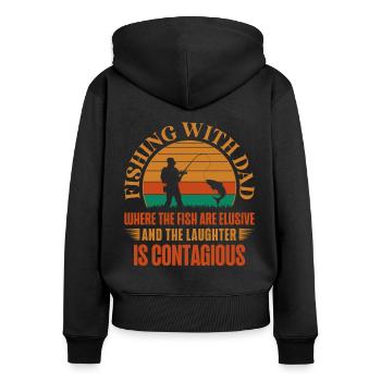 Pêche Papa Papa Pêcheur Childern Drôle Poisson Alors - Sweat à capuche zippé Premium bio Femme - noir - Dos - Julia (174cm)