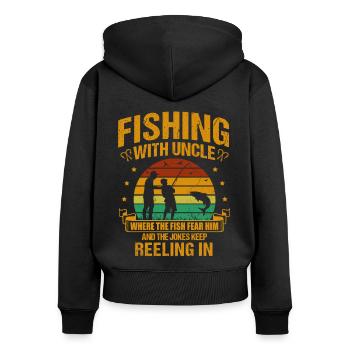 Fishing Uncle Fisherman Uncles Funny Fish Perfect - Women's Premium Organic Zip Hoodie - black - Back - Julia (174cm)