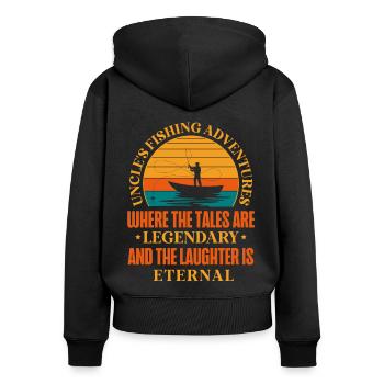 Fishing Uncle Fisherman Uncles Funny Fish Perfect - Women's Premium Organic Zip Hoodie - black - Back - Julia (174cm)