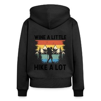 Wandern Outdoor Wanderer Bergsteigen Trekking Natur - Frauen Premium Bio Zip Hoodie - Schwarz - Hinten - Julia (174cm)
