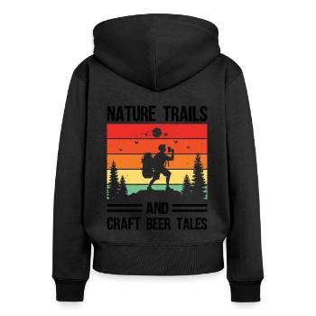 Wandern Wanderer Natur Trekking Outdoor Bergsteigerin - Frauen Premium Bio Zip Hoodie - Schwarz - Hinten - Julia (174cm)