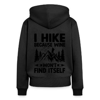Wandern Natur Bergsteigen Trekking Outdoor Wandern - Frauen Premium Bio Zip Hoodie - Schwarz - Hinten - Julia (174cm)