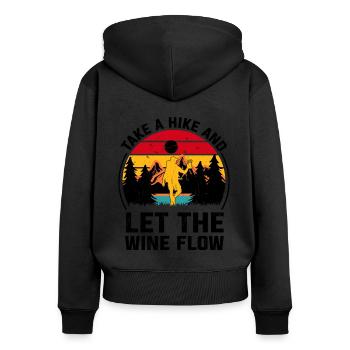 Wandern Natur Bergsteigen Trekking Outdoor Wandern - Frauen Premium Bio Zip Hoodie - Schwarz - Hinten - Julia (174cm)