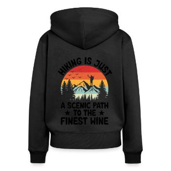 Randonnée Nature Alpinisme Trekking Randonnée en plein air - Sweat à capuche zippé Premium bio Femme - noir - Dos - Julia (174cm)