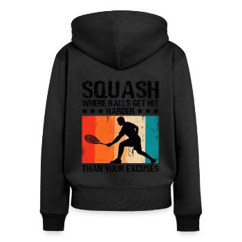 Squash Player Squash Tennis Player Raquetball Spor - Women's Premium Organic Zip Hoodie - black - Back - Julia (174cm)