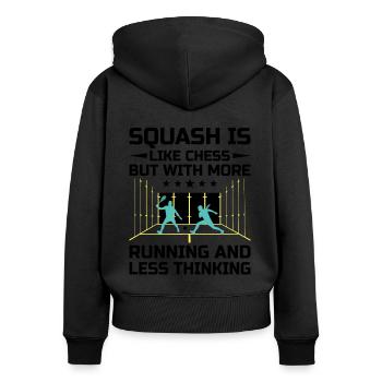 Joueur de squash Joueur de squash Joueur de tennis Raquetball Spor - Sweat à capuche zippé Premium bio Femme - noir - Dos - Julia (174cm)